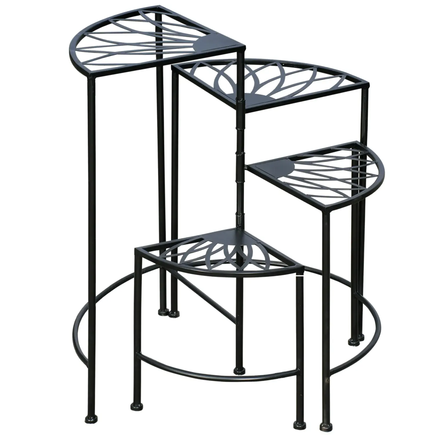 Blumentreppe, Vintage-Design mit 4 Etagen, Balkon, Garten, Schwarz