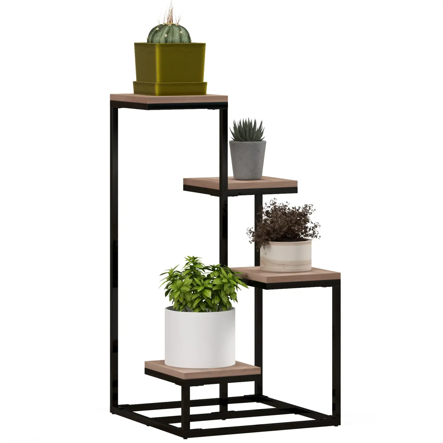 Pflanzenregal Blumenregal aus Metall und Holz 4 Ebenen im Industriestil
