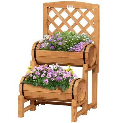 Hochbeet im rustikalen Design, Pflanzentrog, inkl. Rankhilfe