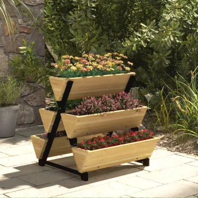 Hochbeet mit 3 Etagen 5 Pflanzkästen aus Holz