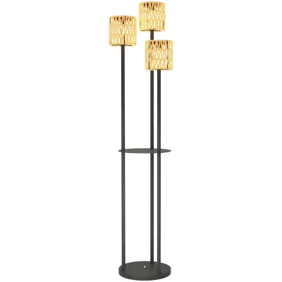3er Boho-Stil Rattan-Stehlampe Solarleuchte mit Lichtsensor