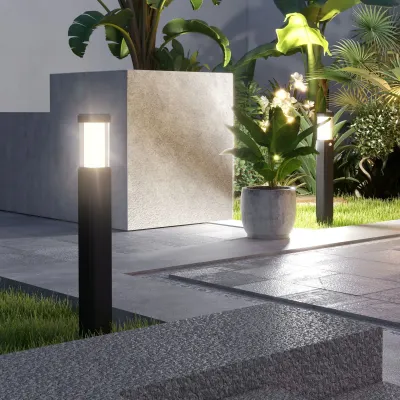 Set von 2 Aussenlaternen mit Bewegungsmelder für Wege und Einfahrten, LED-Laternen aus Aluminium Höhe 58,5 cm Wasserdicht IP65, - Schwarz