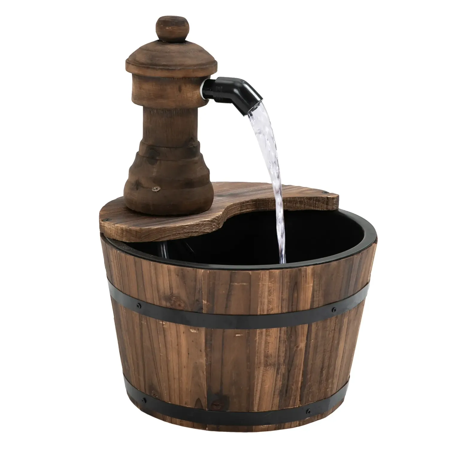 Springbrunnen Gartenbrunnen Zierbrunnen Holzfass ∅27 x 37 cm