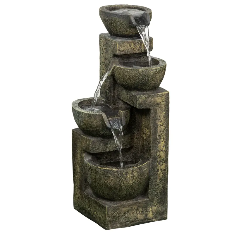 Springbrunnen, Gartenbrunnen, wetterbeständig, 25 cm x 24 cm x 60 cm, Grau