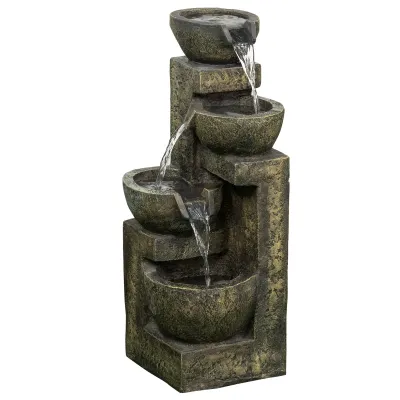 Springbrunnen, Gartenbrunnen, wetterbeständig, 25 cm x 24 cm x 60 cm, Grau