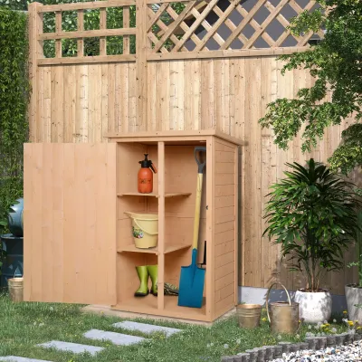 Gartenschrank Geräteschuppen mit Regalböden wetterbeständig 75 x 56 x 115cm Naturholz