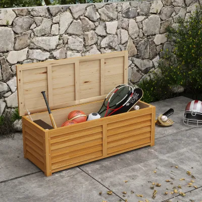 Aufbewahrungstruhe für den Garten 176L aus Holz mit Griff