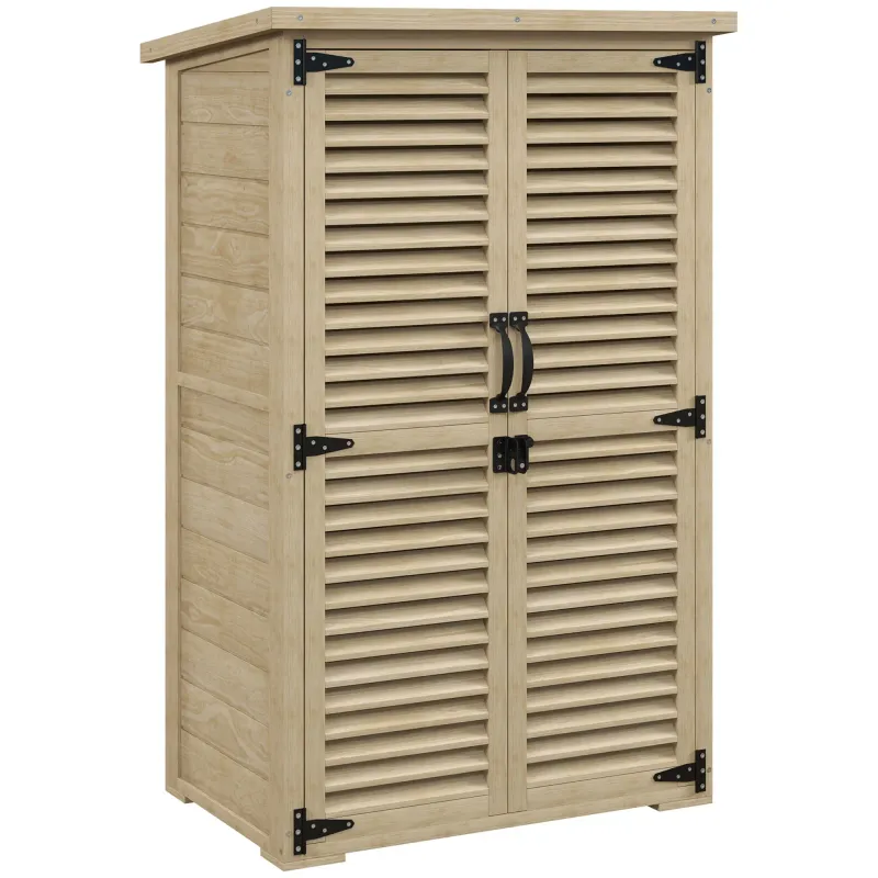 abschliessbarer Gartenschrank mit Lamellentüren und 2 Regalen 75 x 50 x 118