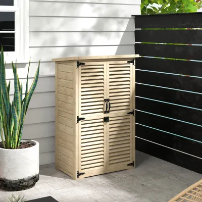 abschliessbarer Gartenschrank mit Lamellentüren und 2 Regalen 75 x 50 x 118