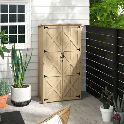 Gartenschrank für Werkzeuge, 2 Regale, Bitumendach, Kiefer imprägniert