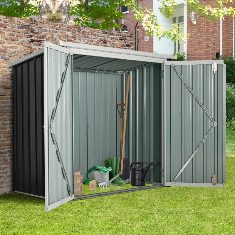 Gartenschuppen - Geräteschuppen 1,26 m² - Mülltonnenunterstand - 2 abschliessbare Türen - Schwarz