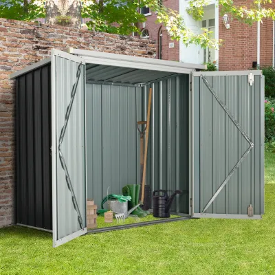 Gartenschuppen - Geräteschuppen 1,26 m² - Mülltonnenunterstand - 2 abschliessbare Türen - Schwarz