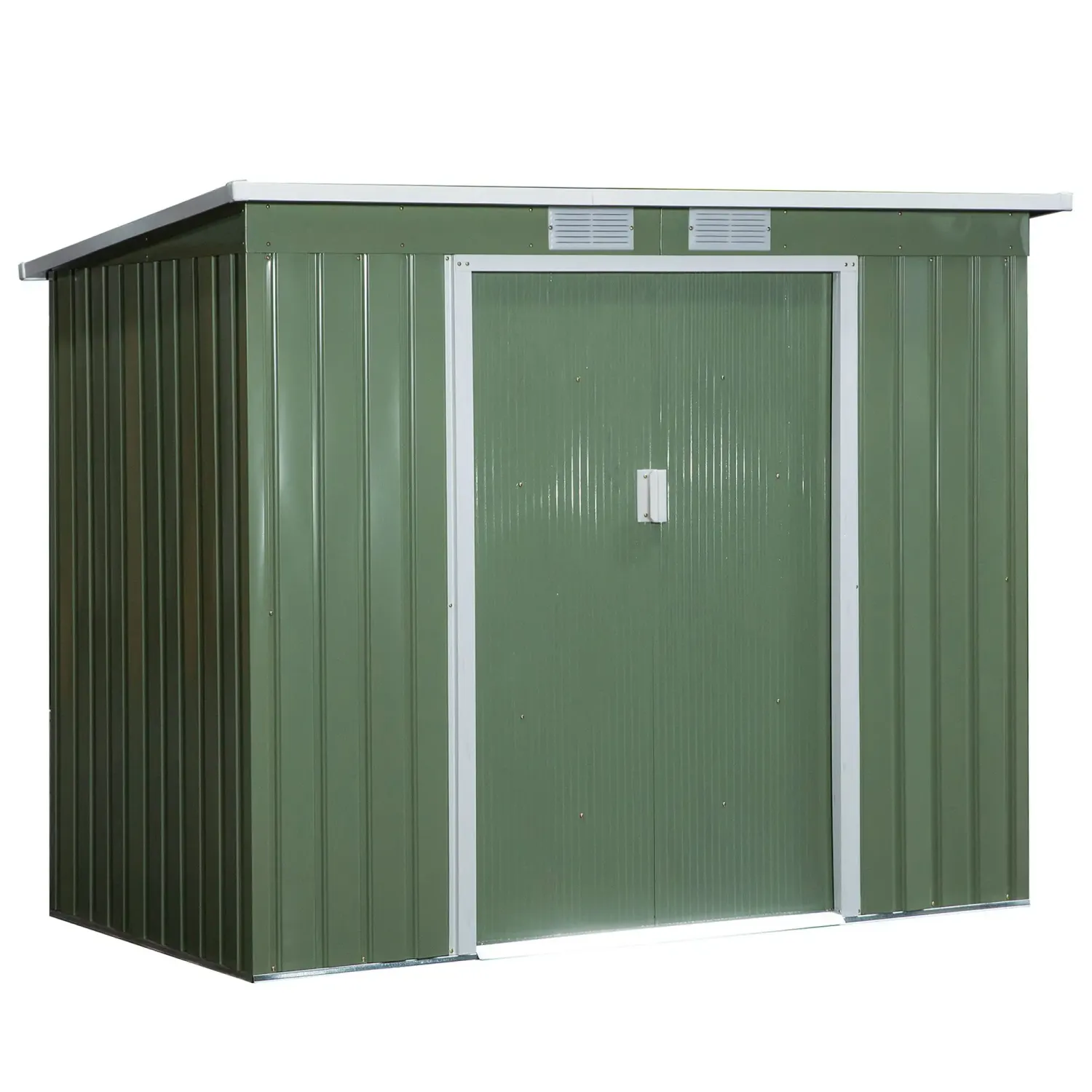 Geräteschuppen, Velo-Garage mit Lüftungsfenstern, Schiebetüren, verzinkter Stahl, 213 x 130 x 159 cm, Grün