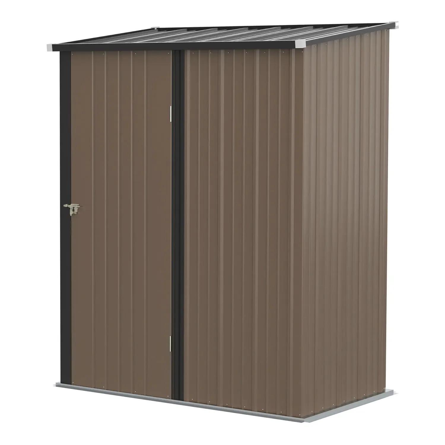 Gerätehaus mit Pultdach 1,34 m² Metall Gartenhaus Geräteschuppen verzinkter Stahl Braun 161,5 x 94,5 x 196 cm