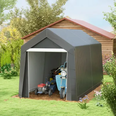Garagenzelt, 2,1 x 3,6 x 2,35 m Lagerzelt für Motorrad, Quad, Velo, Gartengeräte, Dunkelgrau