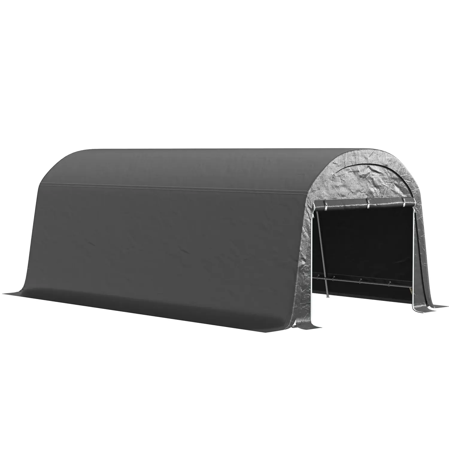 Gartenschuppen mit Kunststoff-Plane, Werkzeugzelt, aufstellbare Garage, 300B x 600T x 230H cm, Dunkelgrau