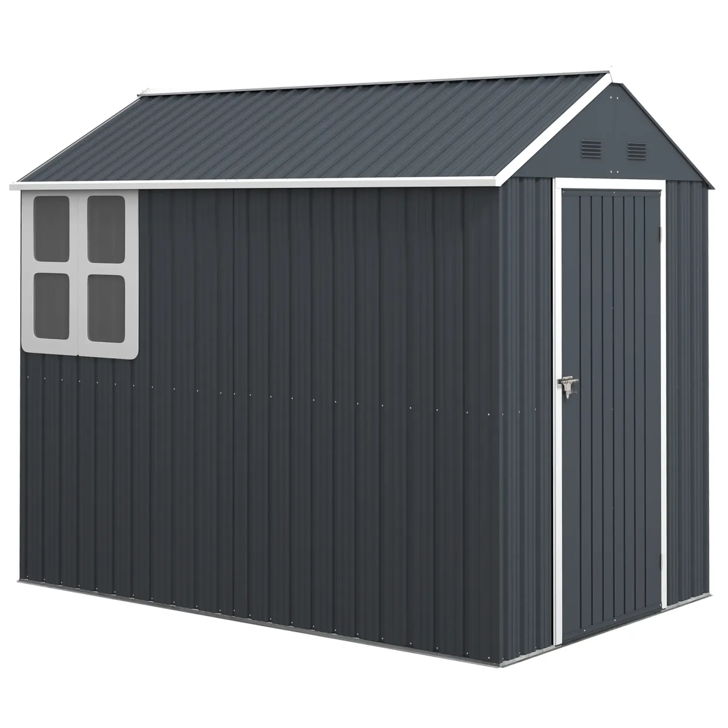 Gartenschuppen, Metallgerätehaus mit Fenster, 259x172x222 cm, Grau/Weiss