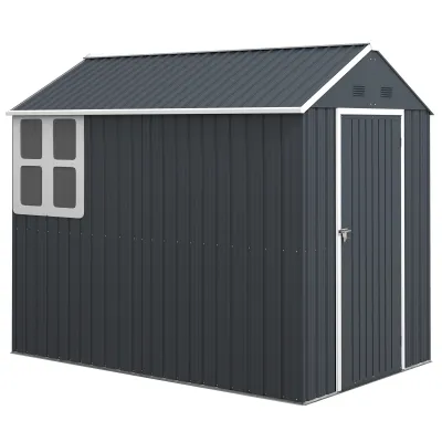 Gartenschuppen, Metallgerätehaus mit Fenster, 259x172x222 cm, Grau/Weiss