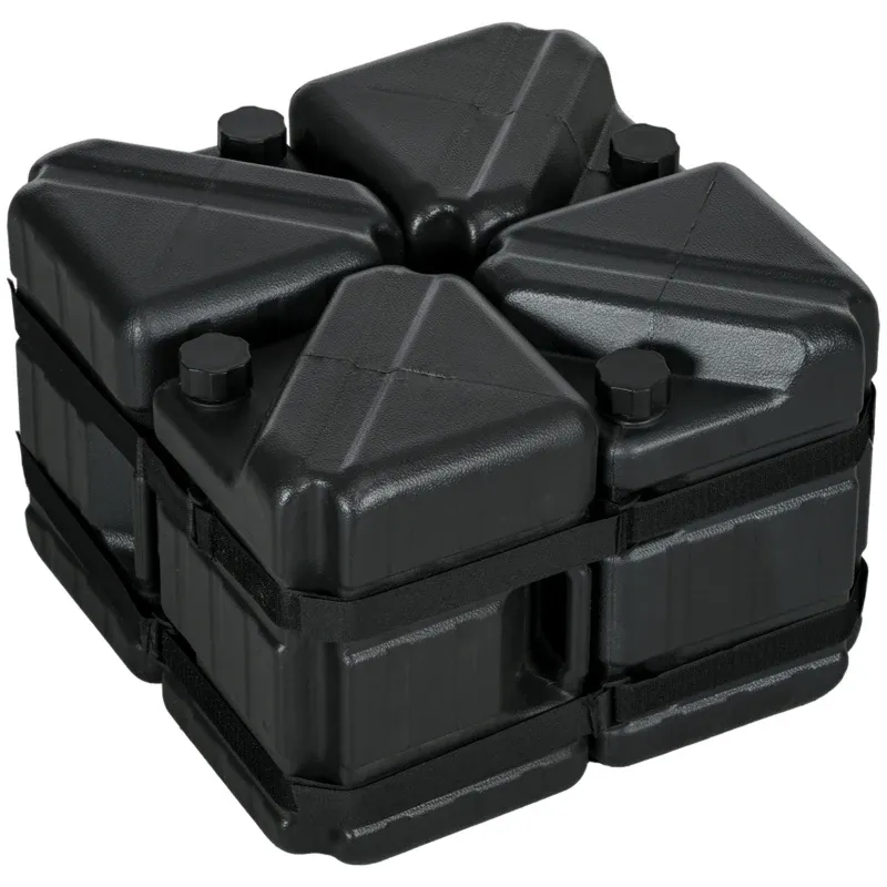 4er-Set Pavillon-Gewichte Zeltgewichte, wetterbeständig, befüllbar, 21 x 21 x 30 cm, Schwarz