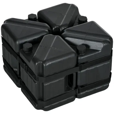 4er-Set Pavillon-Gewichte Zeltgewichte, wetterbeständig, befüllbar, 21 x 21 x 30 cm, Schwarz