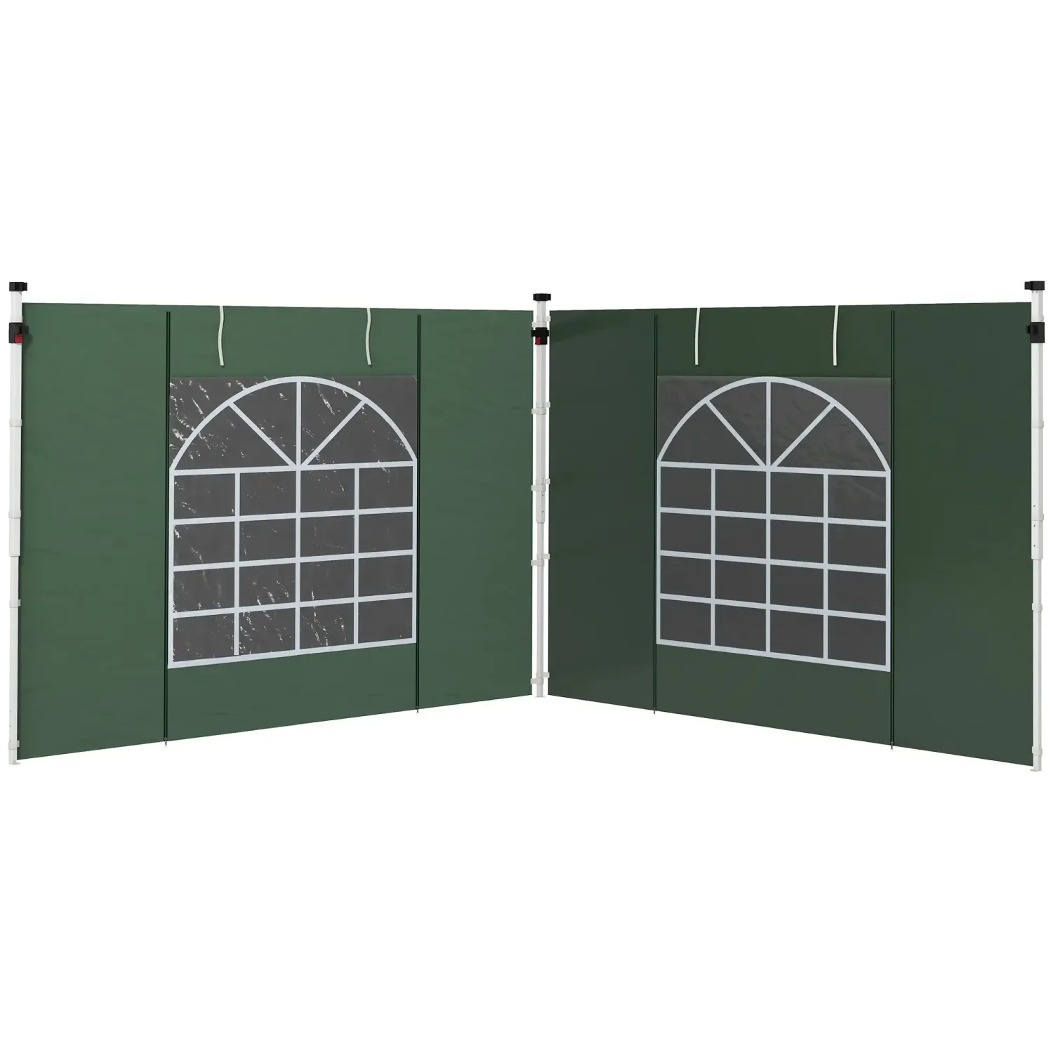 2er-Set Seitenwände für 3 x 3/ 3 x 6 m Pavillon mit Fenster, Tür, Ersatzwände für Partyzelt, Oxfordstoff, Grün