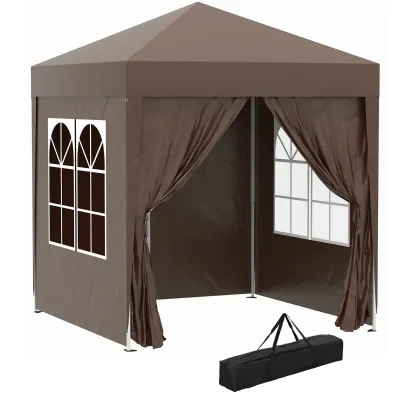 Faltpavillon, 2 x 2 x 2,4 m Schnellaufbau, 4 Seitenwände, 2 grosse Fenster, braun