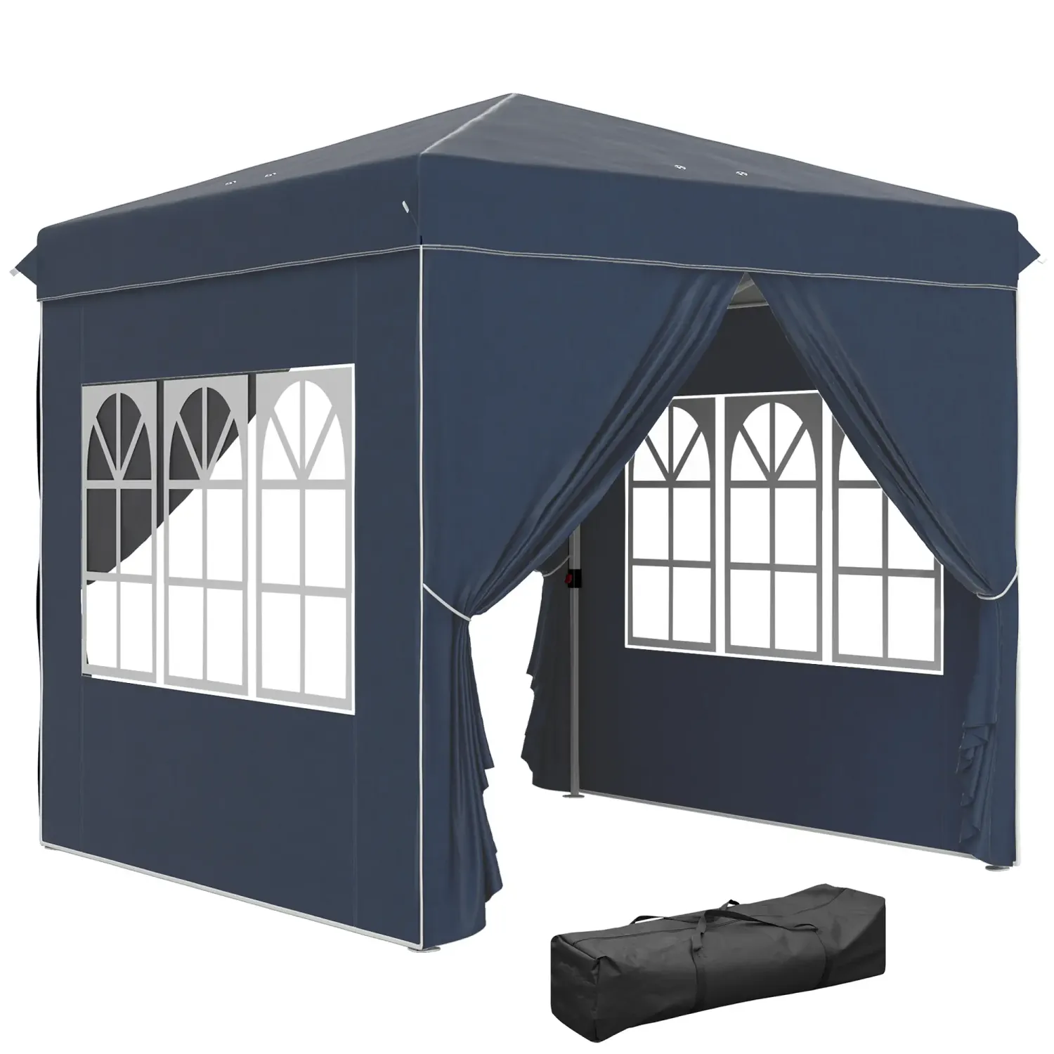 2,5 x 2,5 m Pop-up-Pavillon mit Seitenwänden und Tragetasche, UPF50+ höhenverstellbares Gartenzelt, dunkelblau