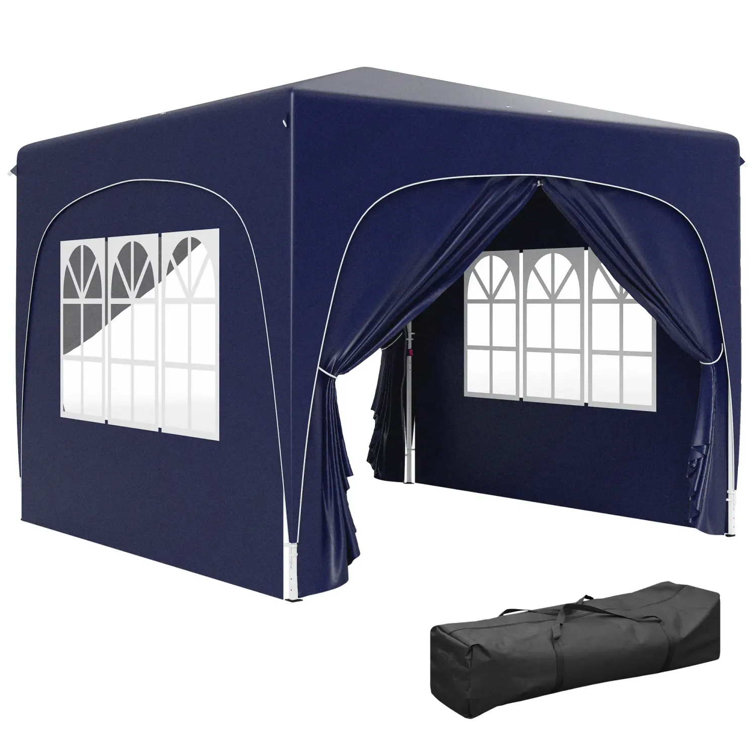 3 x 3 m Pavillon, Pop-up Gartenzelt mit Seitenwänden und Tragetasche, UPF50+, höhenverstellbar, blau