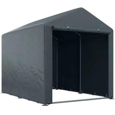 Geräteschuppen, Zeltgarage, grosse Tür, rostfreier Metallrahmen, 160x218x172 cm, Dunkelgrau