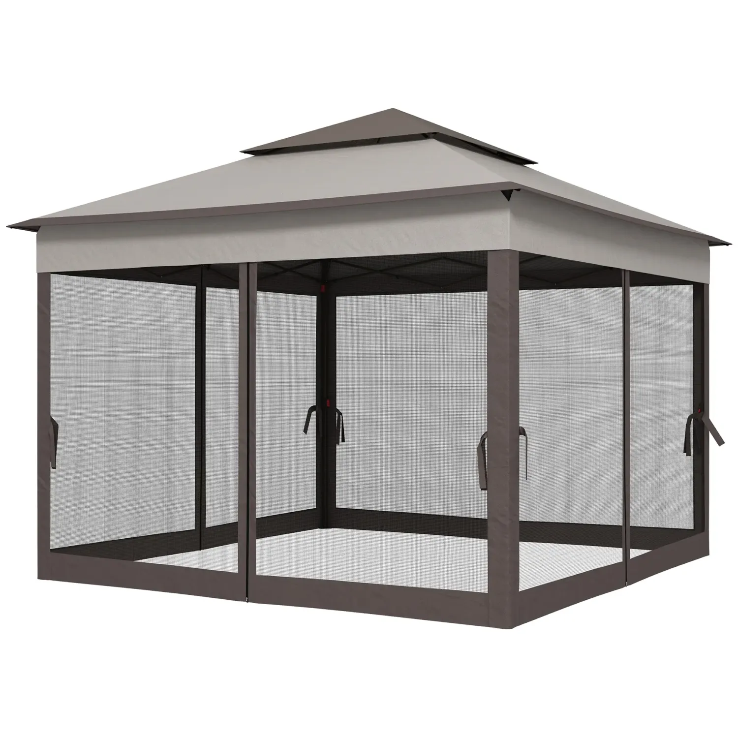 Faltpavillon, Gartenzelt mit Seitenwänden Grau 3,25 x 3,25 x 2,7 m
