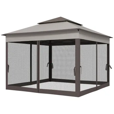 Faltpavillon, Gartenzelt mit Seitenwänden Grau 3,25 x 3,25 x 2,7 m