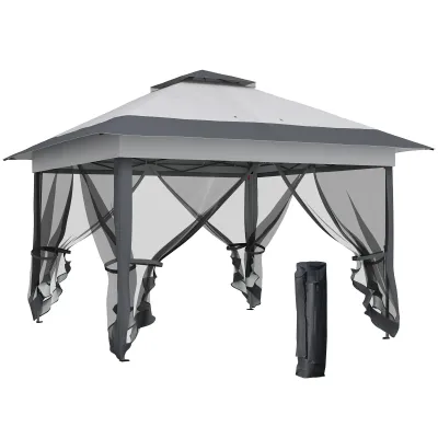 Pop-up Pavillon mit Moskitonetzen + Transporttasche Grau