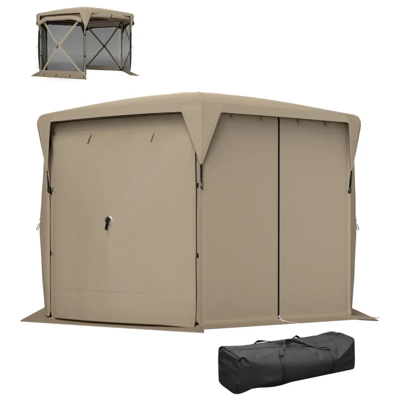 3 x 3,5 Pop-up-Gartenzelt, Jurte mit UPF30+ Schutz, Netzwände, Tragetasche, für Gartenpartys, Camping, Khaki