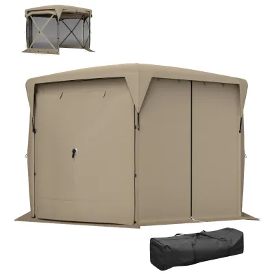 3 x 3,5 Pop-up-Gartenzelt, Jurte mit UPF30+ Schutz, Netzwände, Tragetasche, für Gartenpartys, Camping, Khaki