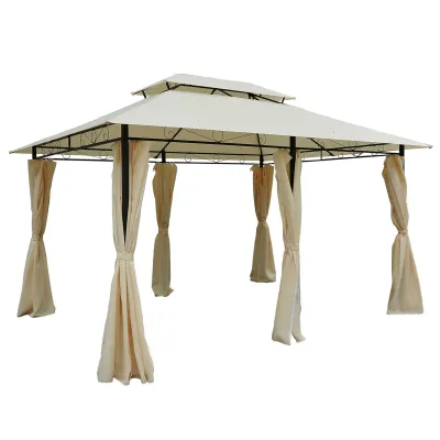 Pavillon Gartenpavillon Partyzelt Gartenzelt Festzelt Doppeldach 3x4m Beige+Schwarz