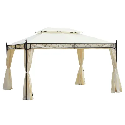 Pavillon De Luxe Gartenpavillon Pagode 3x4 m Creme