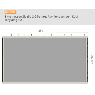 Ersatz-Netzvorhang für 3 x 4 m Gartenpavillons, Fliegennetz, Moskitonetz mit Reissverschlüssen, Polyester, Schwarz