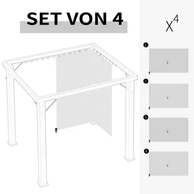 Ersatzvorhang für Pavillon, 4er-Set, für 3x4m Pavillons, 352x205cm, Hellgrau