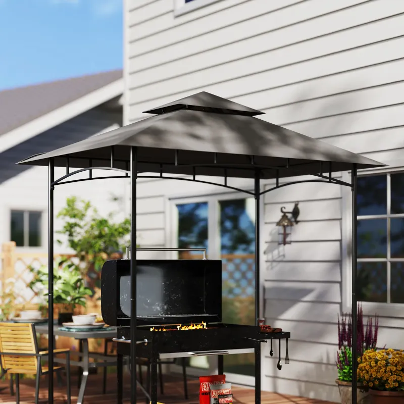 Ersatzplane für Gartenpavillon, Grillpavillon-Ersatzdach für 152 x 244 cm Gestelle, UPF50+ Schutz, Polyester, Dunkelgrau