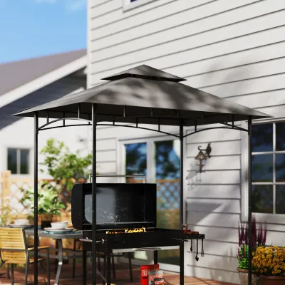 Ersatzplane für Gartenpavillon, Grillpavillon-Ersatzdach für 152 x 244 cm Gestelle, UPF50+ Schutz, Polyester, Dunkelgrau