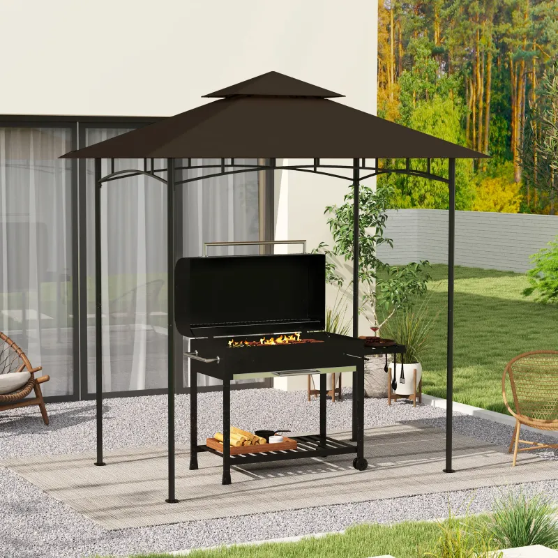 Ersatzplane für Gartenpavillon, Grillpavillon-Ersatzdach für 152 x 244 cm Gestelle, UPF50+ Schutz, Polyester, Kaffee