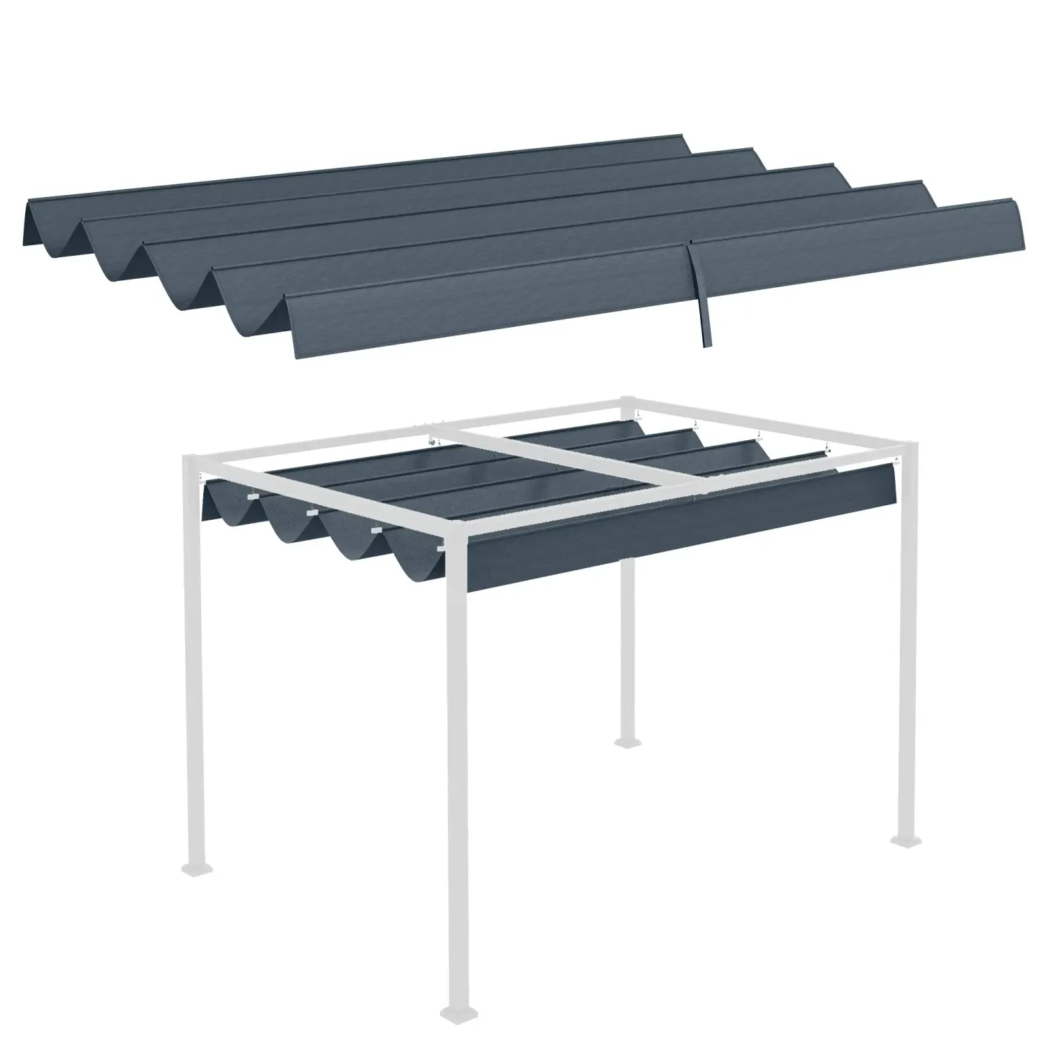 Ersatzdach für 2,85 x 2 m Gartenpavillon, ausziehbar, einfache Montage, Polyester, Cremeweiss