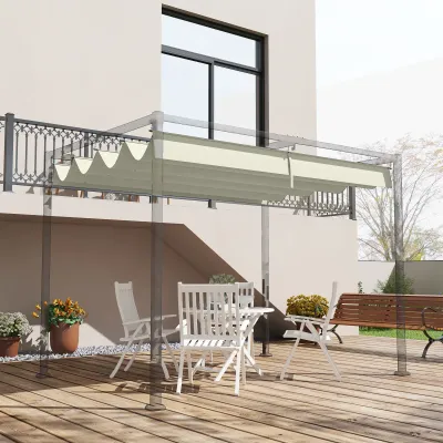 Ersatzdach für 2,85 x 2 m Gartenpavillon, ausziehbar, einfache Montage, Polyester, Cremeweiss