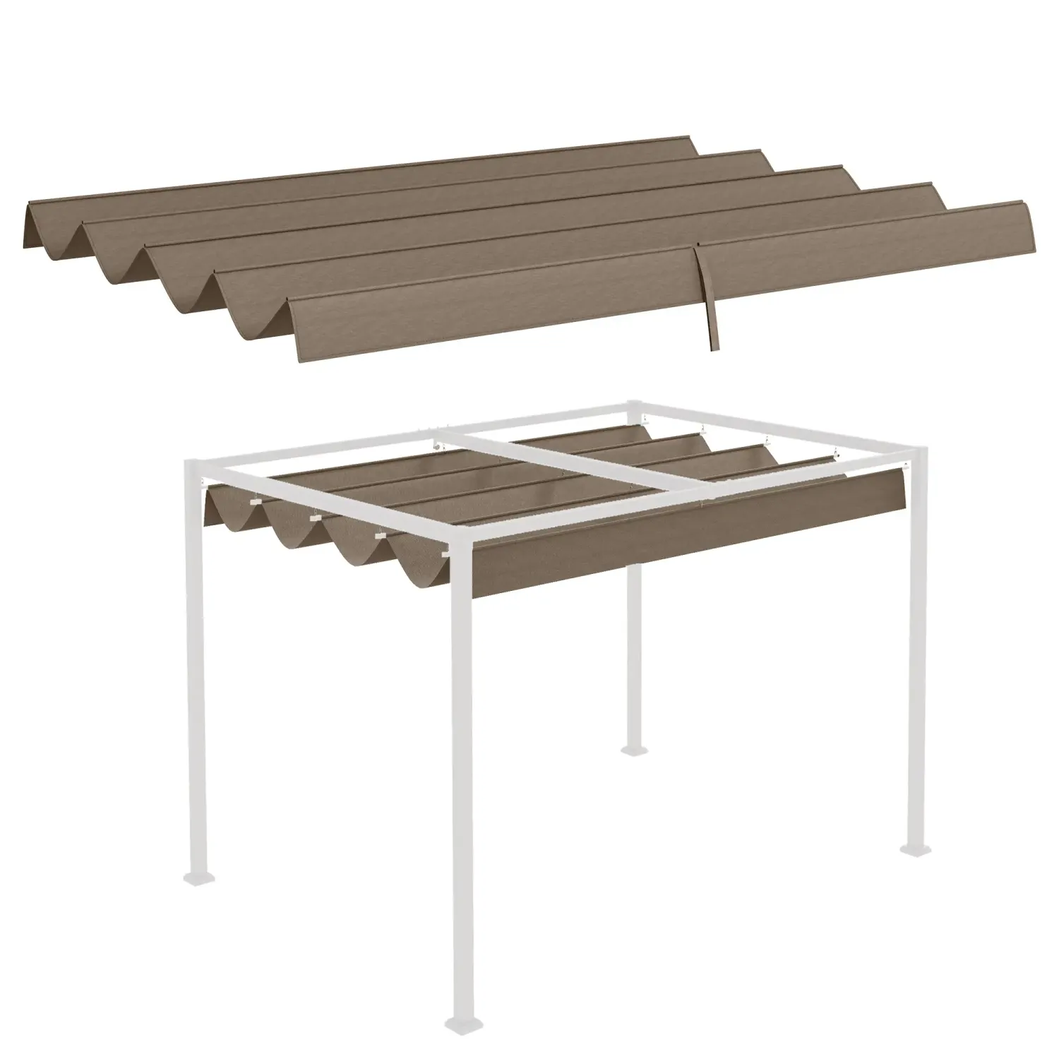 Ersatzdach für 2,85 x 2 m Gartenpavillon, ausziehbar, einfache Montage, Polyester, Kaffee