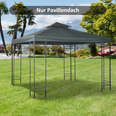 Ersatzdach Pavillondach für Metallpavillon Gartenpavillon Partyzelt Gartenzelt Polyester 3x3m Kohlegrau