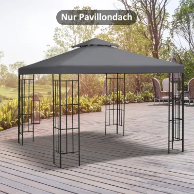 Ersatzdach Pavillondach für Metallpavillon 3x3m Dunkelgrau