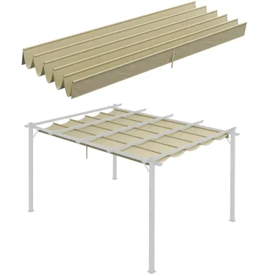 Ersatzdach für 4 x 3 m Pergola, einziehbar, mit Regenabflusslöchern, wetterfest, Polyester, Beige