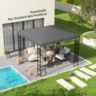 Ersatzdach 3 x 3 m für Pavillon mit Wasserablauföffnungen, UPF30+, Dunkelgrau