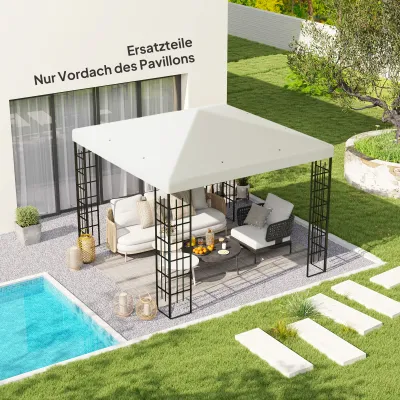 Ersatzdach 3 x 3 m für Pavillon mit Wasserablauföffnungen, UPF30+, Hellgrau