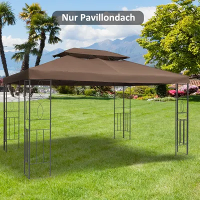 Ersatzdach für Metall-Gartenpavillon 3x4m kaffeebraun